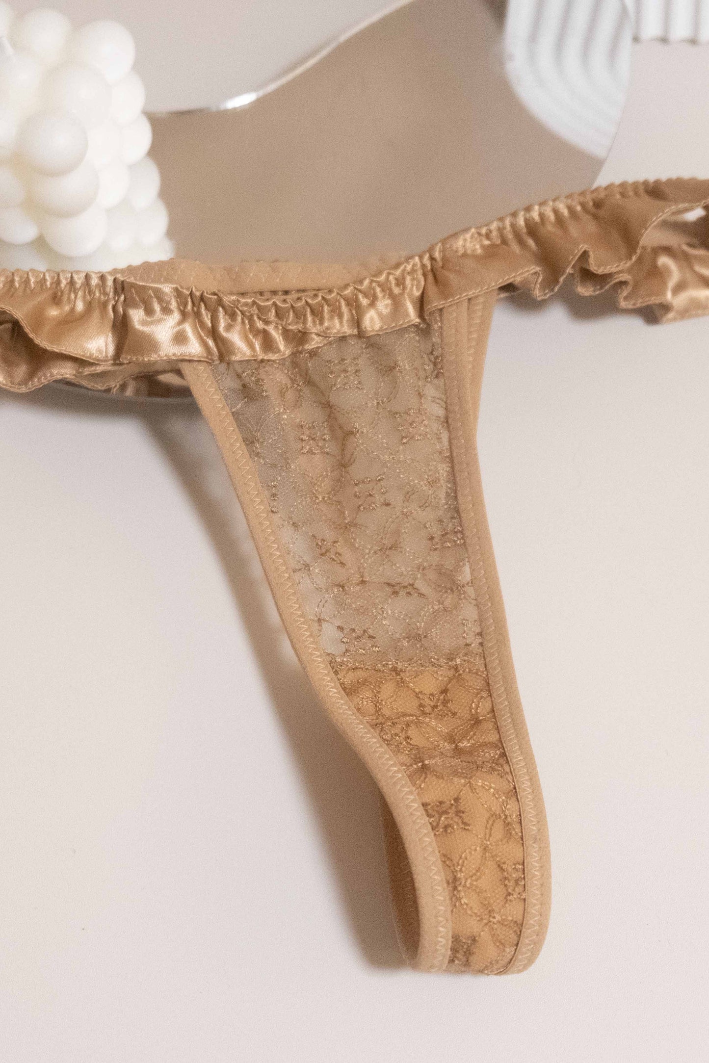 Romantic lace embroidery Brazilian briefs