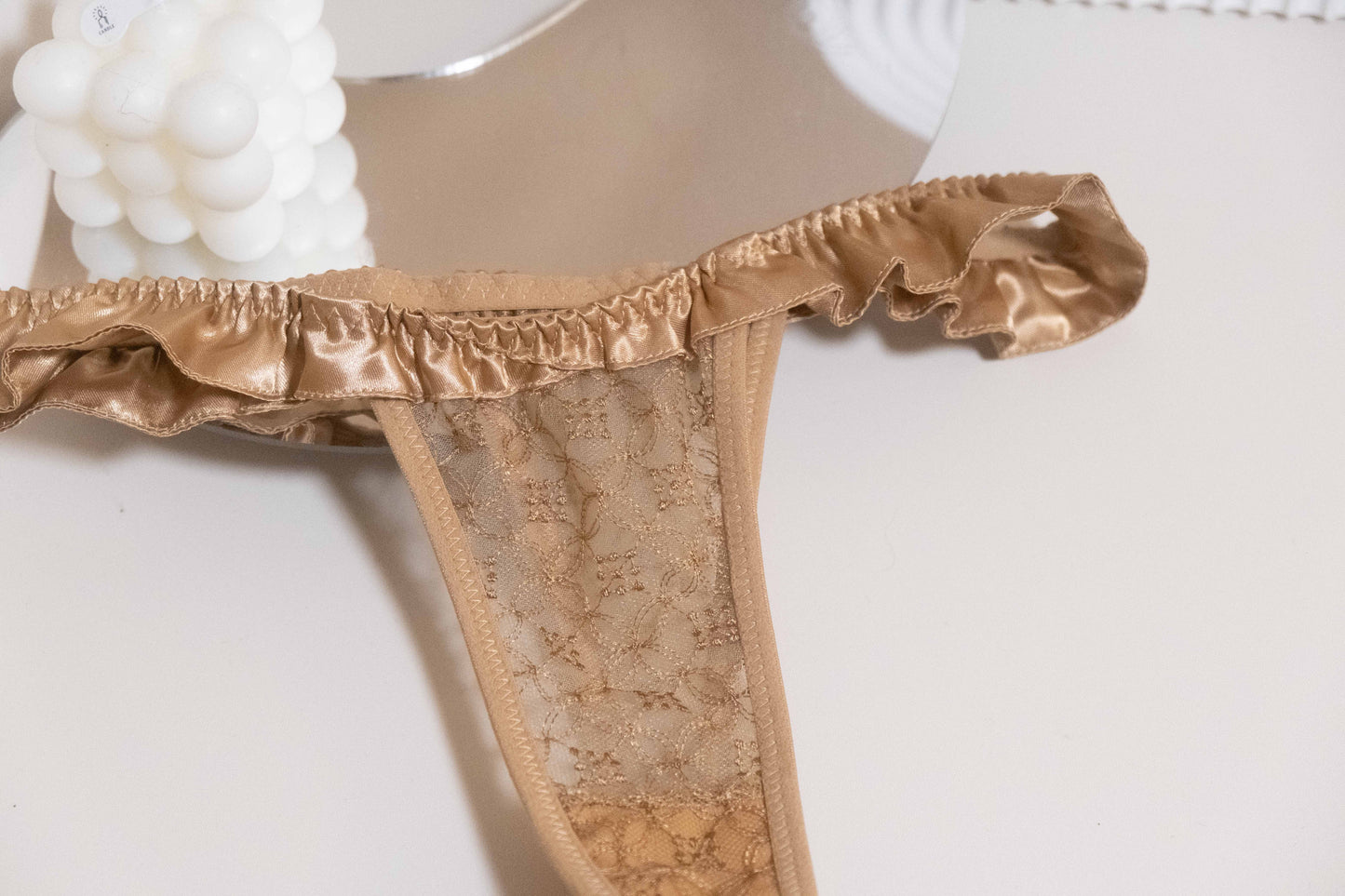 Romantic lace embroidery Brazilian briefs