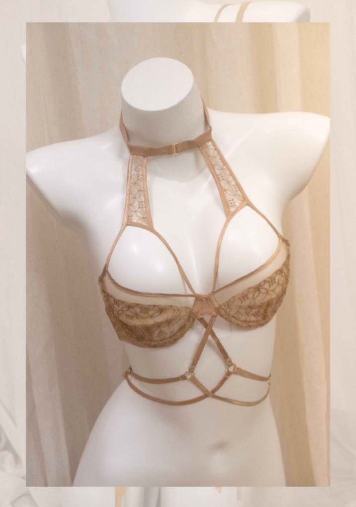 Gold belt bra