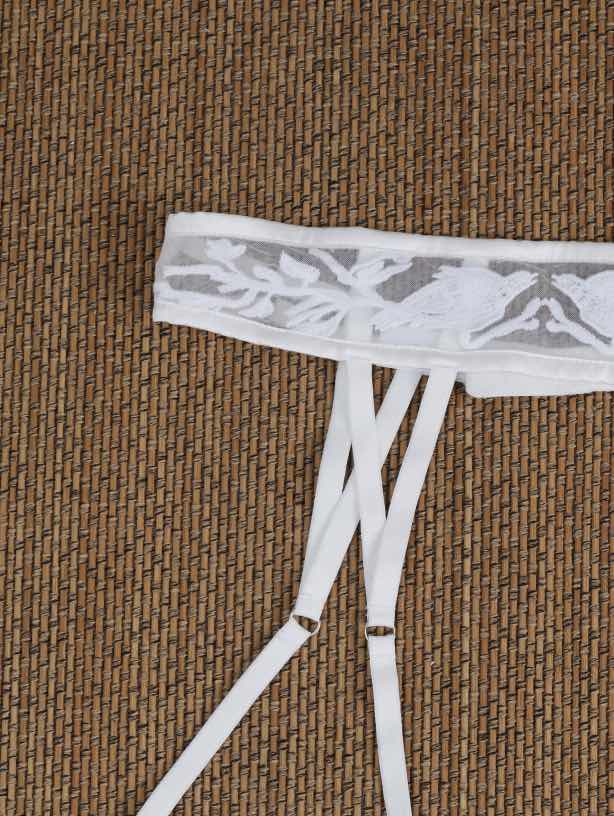 Birdsong with Apricot Blossom White Suspender