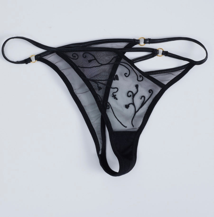 Buds on the Branches Black Thong