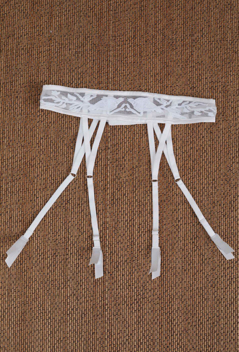 Birdsong with Apricot Blossom White Suspender